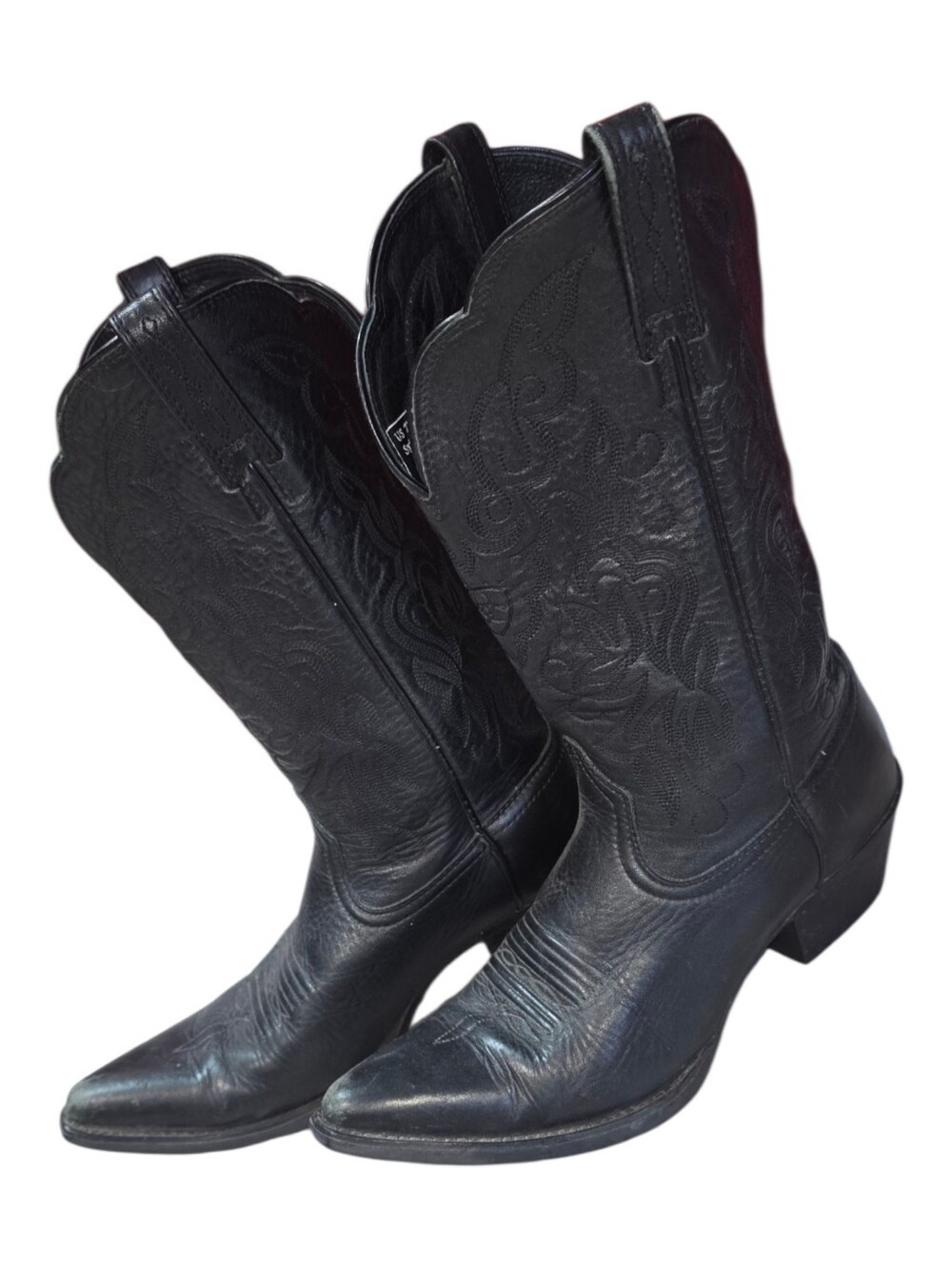 Ariat Black Leather Heritage Cowboy Cowgirl Boots Size 7B